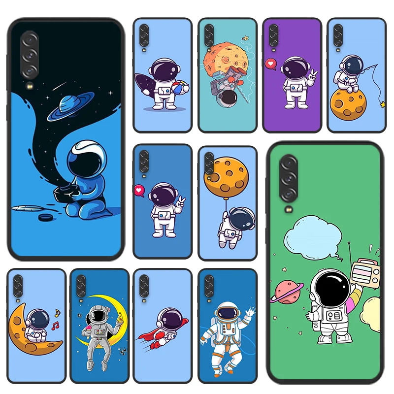 

Cartoon happy astronaut For Samsung Galaxy A90 A80 A70 S A60 A50S A30 S A40 S A2 A20E A20 S A10S A10 E Soft Phone Case