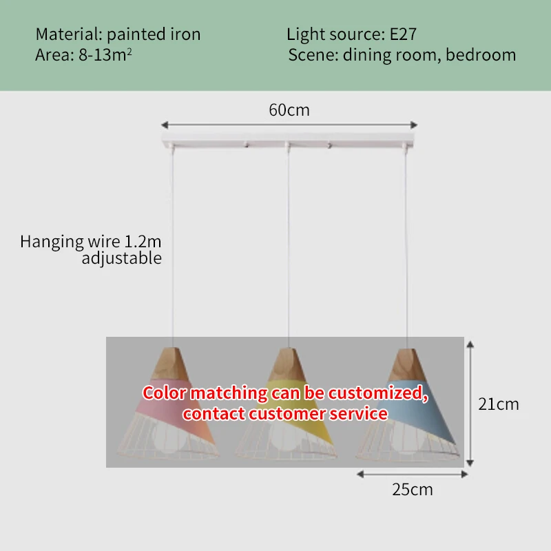 PHYVAL lámpara colgante Macaron colgante luces de madera para la habitación nórdica Luz de aluminio de bombillo LED para Tulipa moderno E27 Luz