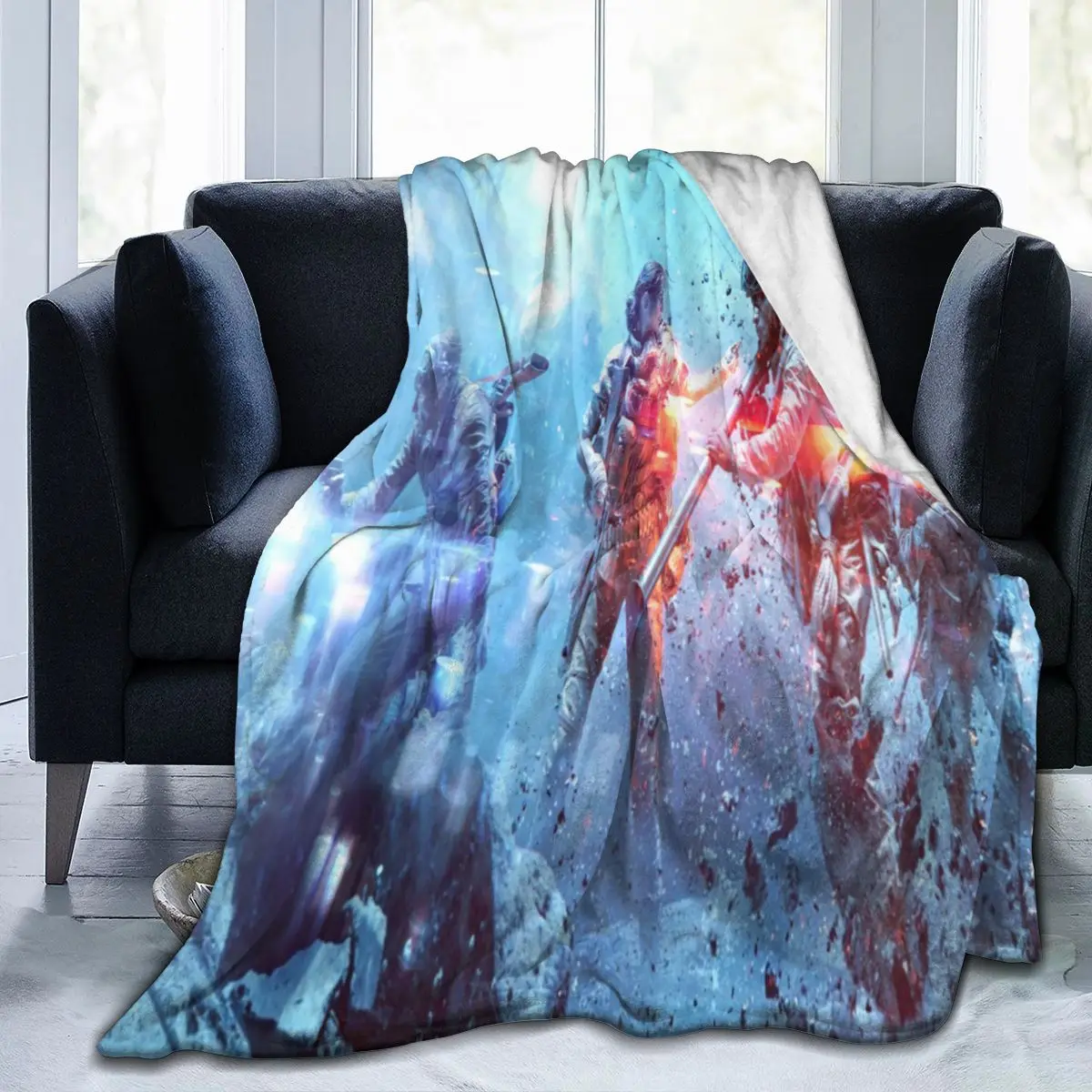 

Battlefield 3D printing, soft and warm coral velvet, flannel bed blanket, artificial fur mink, bedspread, winter checked blanket