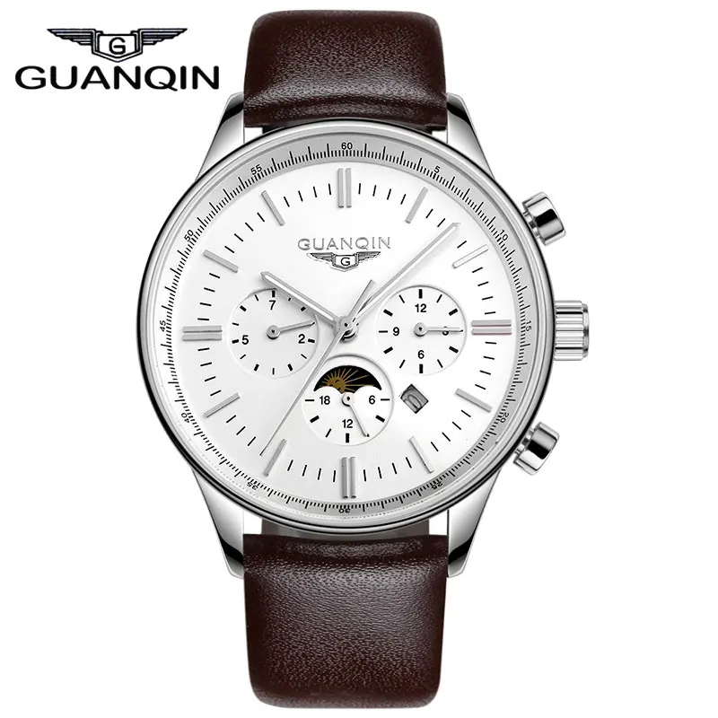 GUANQIN GQ12003 2017 мужские часы лучший бренд Роскошные светящиеся аналоговые модные