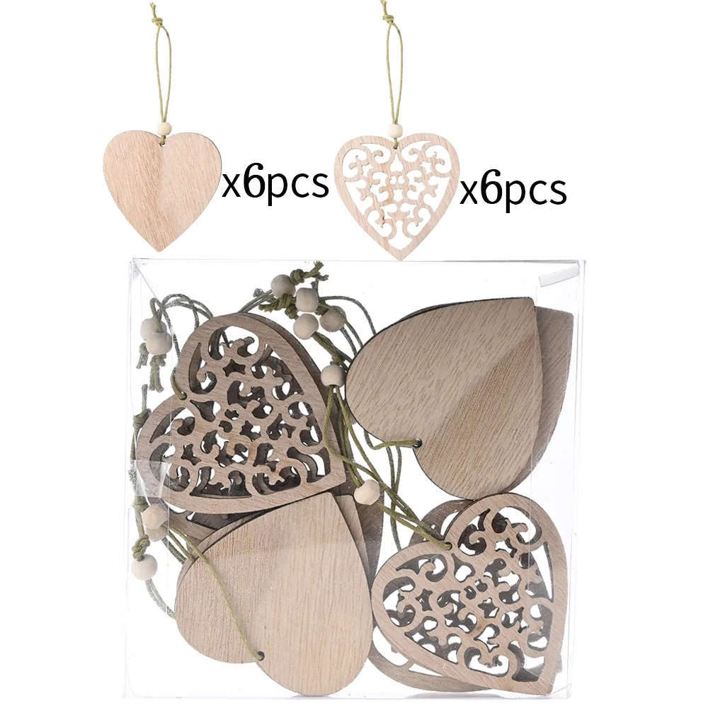12 шт./кор. рождественские деревянные подвески Xmas Tree Висячие украшения DIY Изделия