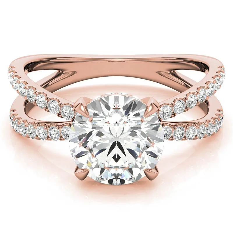 

NASIYA Top Quality Solid 14K White Gold Split Shank Hidden Halo Round Moissanite Engagement Ring for Women Wedding Ring