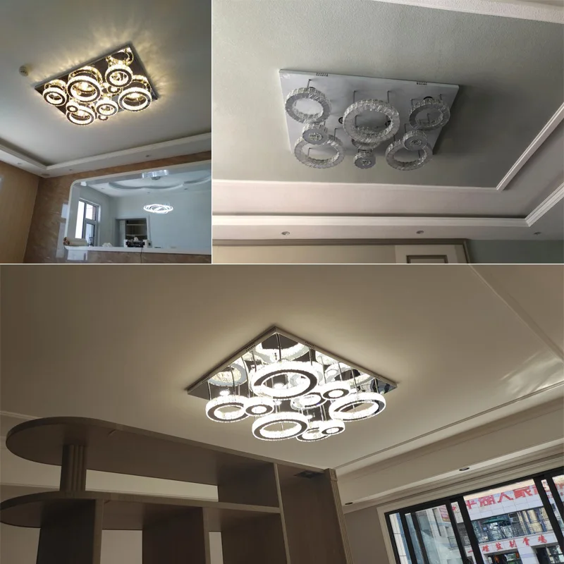 

Luxury silver ceiling light living room modern crystal ceiling lights bedroom led Ceiling Lamps dining crystal Fixtures kitchen