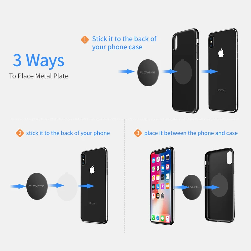 FLOVEME покрытие металлом для магнитного автомобильного телефона держатель