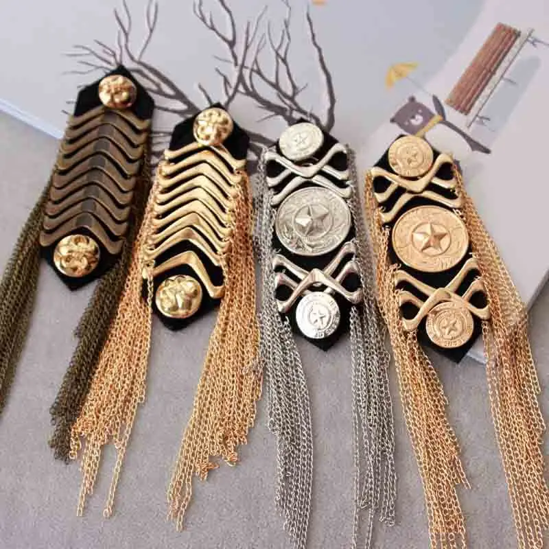 

one piece breastpin tassels shoulder board Epaulet metal patches for clothing DO-3095