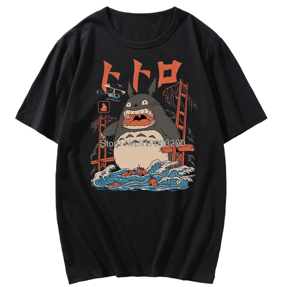 

Cartoon My Neighbor Totoro Ghibli T-shirt Cartoon Harajuku Men And Women Pure Summer Loose Short Sleeve T-shirt