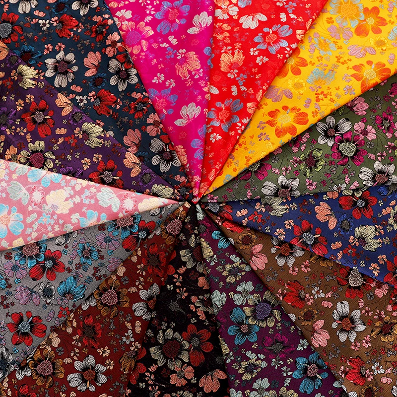 

Vintage pattern satin patchwork fabrics 50x90 cm Designer seams material for sewing cheongsam and kimono