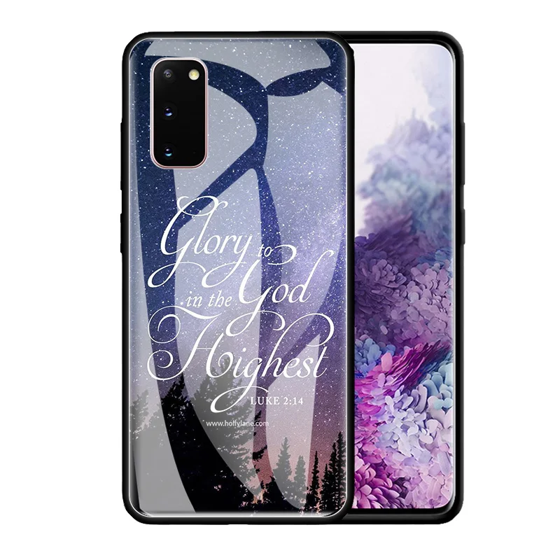 

Phone Case For Samsung Galaxy S20 FE S10 S9 S8 Plus Note 20 Ultra 10 Lite 9 8 Glass Back Cover Shockproof Shell Bible Quotes