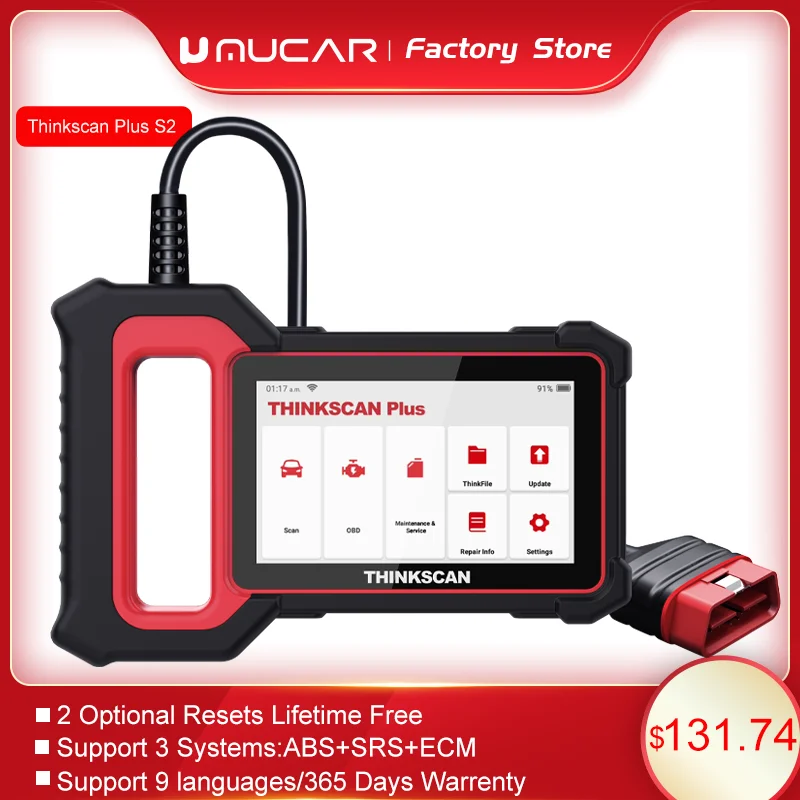 

MUCAR Thinkscan Plus S2 OBD2 Scanner ETS RESET Full System Car Diagnostic Code Reader Tool Professional Scan Tools