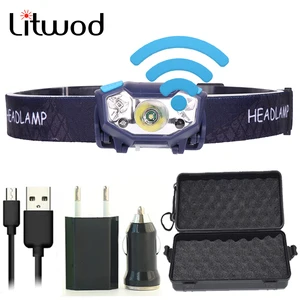 Светодиодный налобный фонарь Z20T19 Q5, налобный фонарь с инфракрасным датчиком, налобный фонарь, встроенный микро-USB аккумулятор