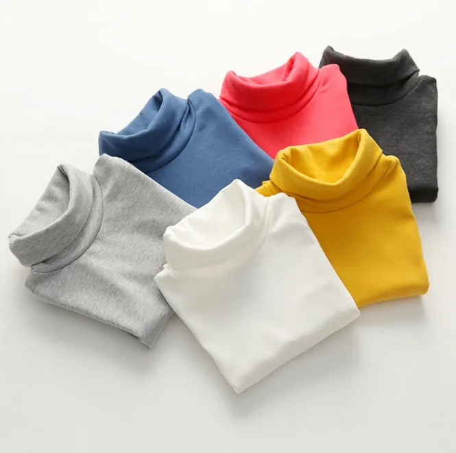 Осень зима Детский свитер с высоким воротником 10 однотонных цветов для девочек