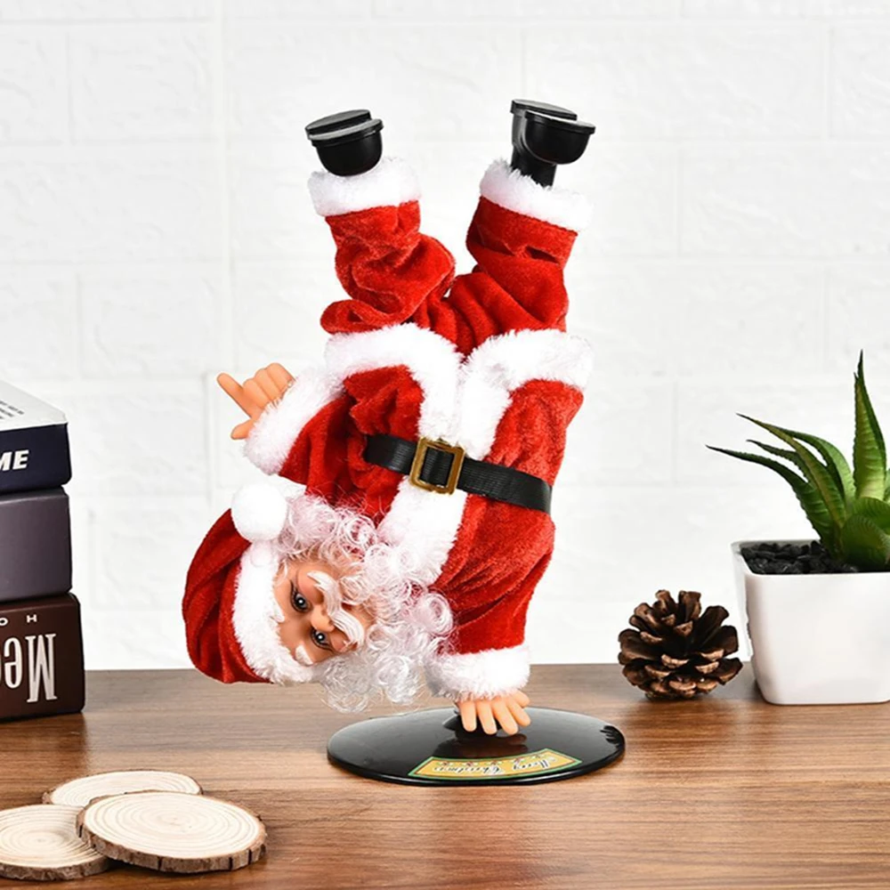 

Christmas decoration music Christmas Santa Claus toy electric handstand dancing ornaments Navid children's New Year toys