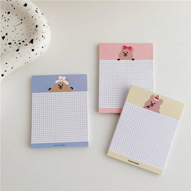 

Cartoon Cute Bear Smile Grid Memo Pad Korean Ins Students Message Learning Paper Mini Notepad Kawaii School Stationery 50 Sheets