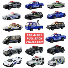6 Pieces Set 1:60 Alloy Pull Back Police Rescue Toy Car Model Racing Sports Supercar SWAT Simulation Model Toy Car For Boys
