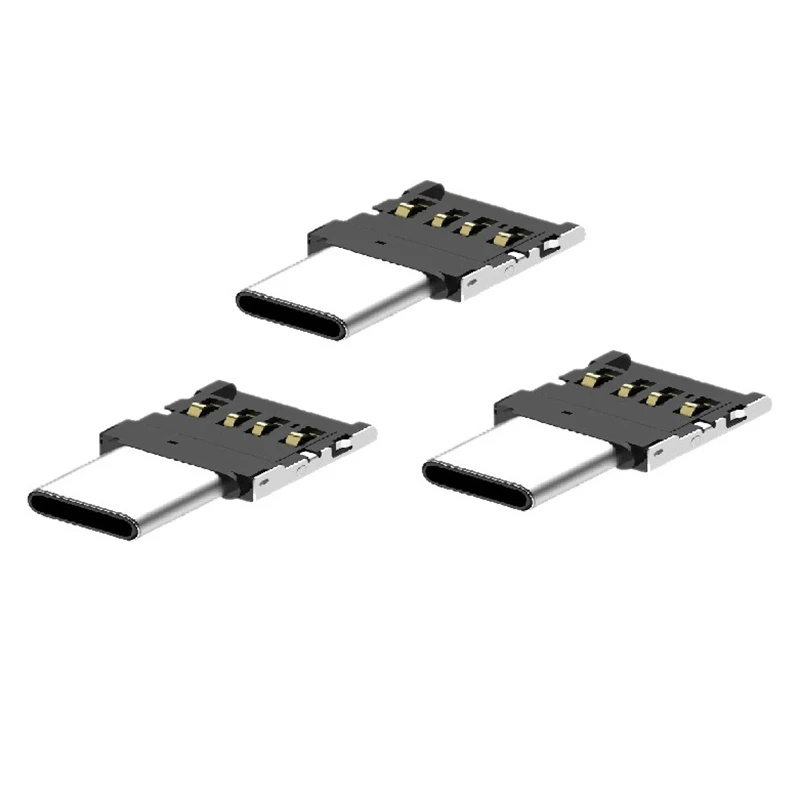 

3 шт. мини переносная головка OTG Type C адаптер передачи головка для Android 10 HUAWEI XIAOMI OTG расширение серебристого цвета