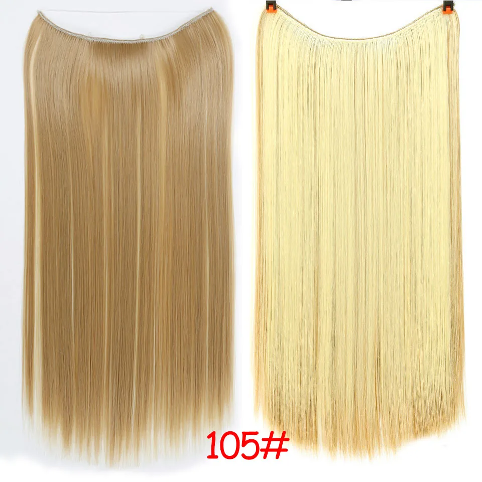Allaosify, 24 дюйма, невидимая проволока, без зажима, одна штука, Halo, волосы для наращивания, секретная Рыбная линия, шиньоны, волнистые, прямые, синтетические, искусственные - Цвет: 105