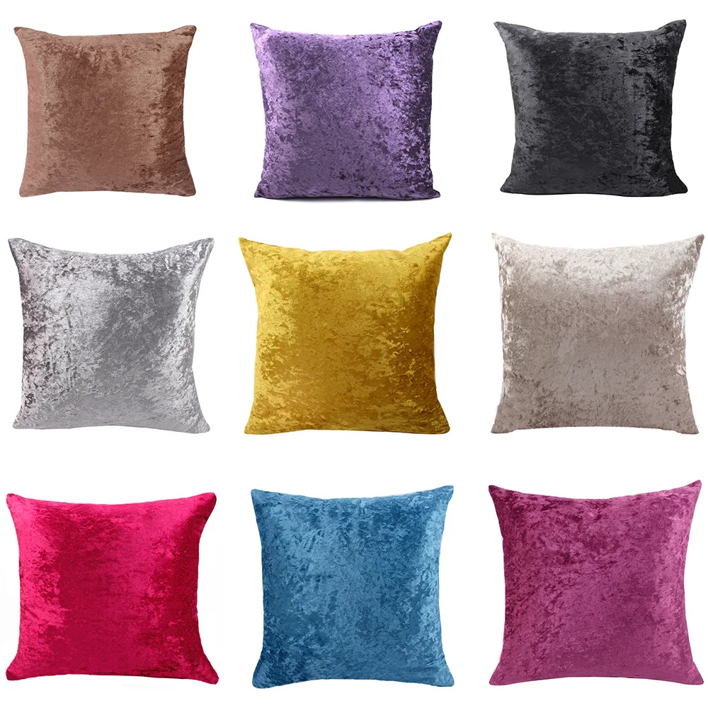 

Crushed Velvet Throw Pillow Covers Decorative Smooth Soft Cushion Cover Vintage Textured Pillow Case for Sofa Bed Home Decor