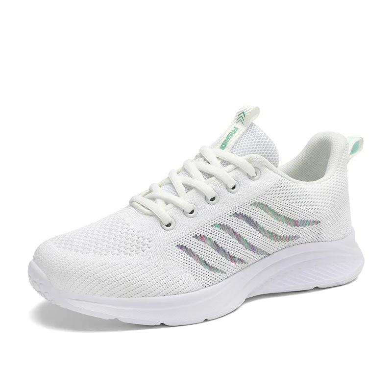 

Weave Sports Shoes Female 2021 Fashion New Mesh Breathable Korean Casual White Shoes Running Casual Shoes