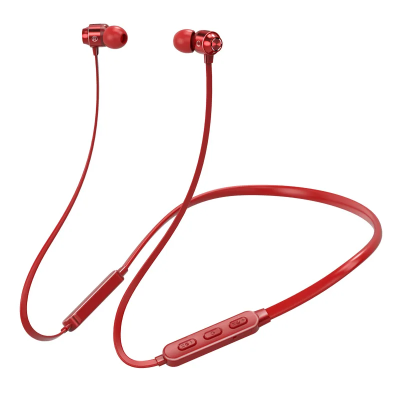red Bluetooth 5,0, наушники, 16 часов, время разговора, Беспроводные спортивные наушники с шейным ободком, IPX5, водонепроницаемые, с микрофоном, стереогарнитура для телефонов, ПК - Цвет: red