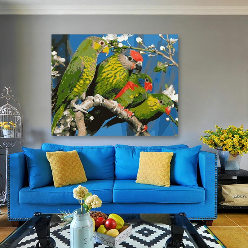 Животное птица Макау живопись по номерам прекрасный умный разноцветный попугай