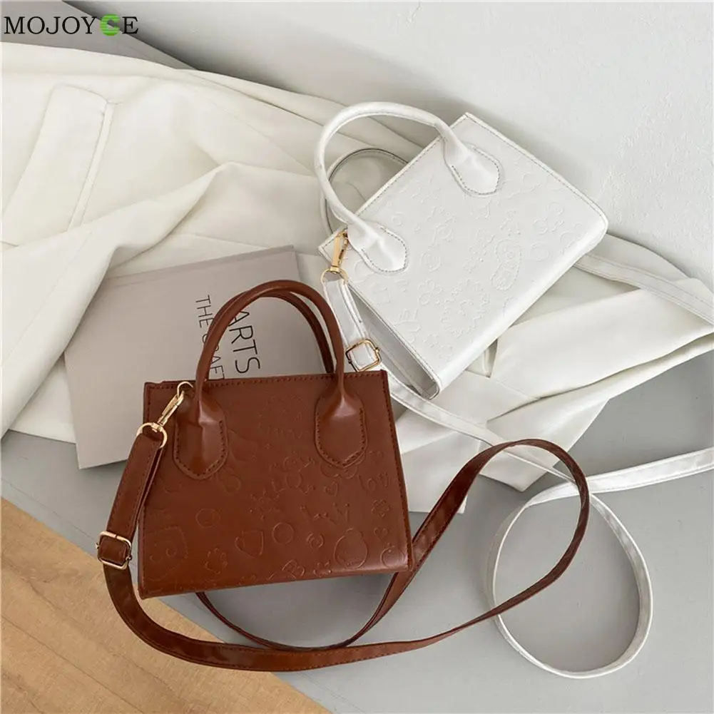 

Женская сумка через плечо из искусственной кожи с мультяшным тиснением, винтажные однотонные мини-сумки, модная Изысканная сумка для покуп...