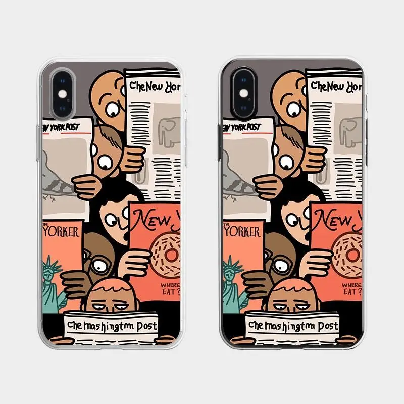 

INS European and American Illustration Iphone11 Phone Case iPhone X All-Inclusive 6S/7/8 Transparent 6P/7P/8P Soft XR/Max