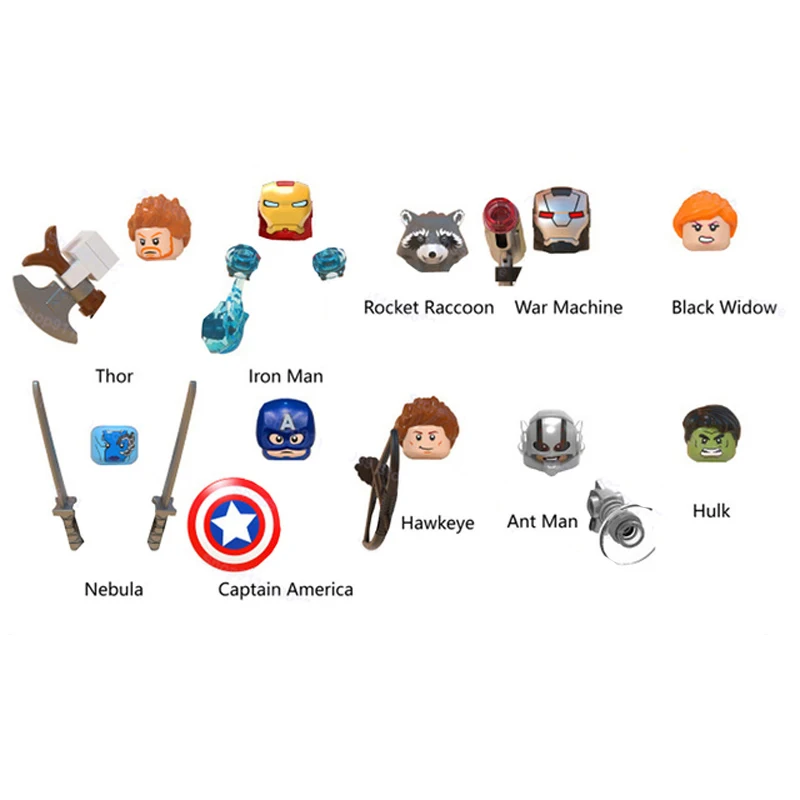 

Disney Blocks 8pcs/lot Marvel Super Heroes Building Blocks Iron Man Bricks Hulk Figures Model Toys for Kids Birthday Gifts