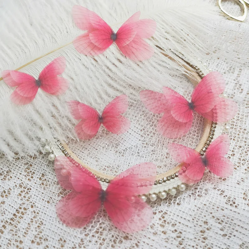 Оптовая продажа 9 шт./лот красочная тонкая марля 3D аппликация бабочки украшение