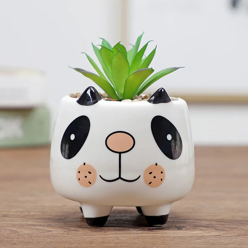 

2022Cartoon Animal Succulent Ceramic Mini Flower Pot Green Plant Thumb Potted Art Ornament Home Balcony Creative Gardening