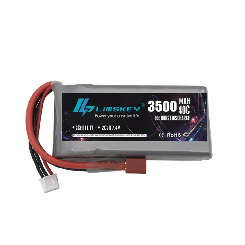 Lipo батарея Limskey 2 шт. RC 2S 7 4 В 3500 мАч 40C для Feiyue 03 Q39 Wltoys 12428 12423 1:12 радиоуправляемая