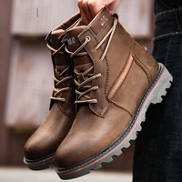 mens high end leather martin boots steel toed anti smash and stab resistant tooling boots outdoor casual warm leather boots