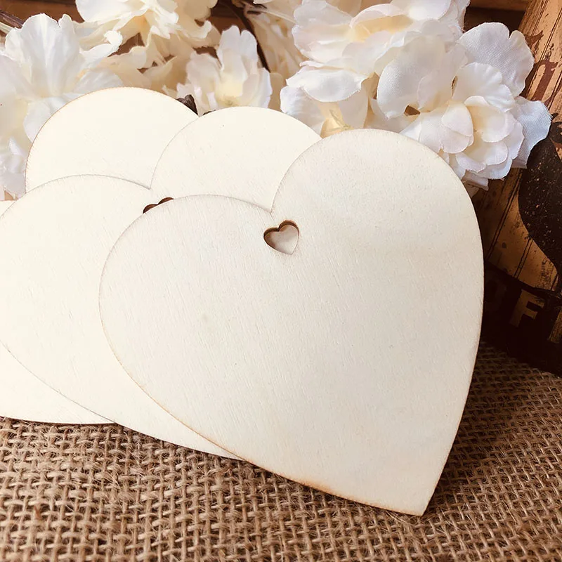 50pcs 80mm Wooden Love Heart Slices Blank Name Tags Wood Labels Art Craft Pieces for Wedding DIY Projects Card Making