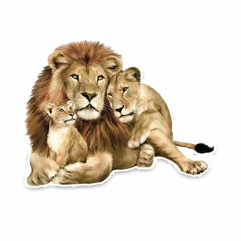 

Hot Interesting Lion Family Car Sticker Motorcycle Decals Vinyl PVC 14cm*11cm Motorcycle Waterproof Bumper KK Decal