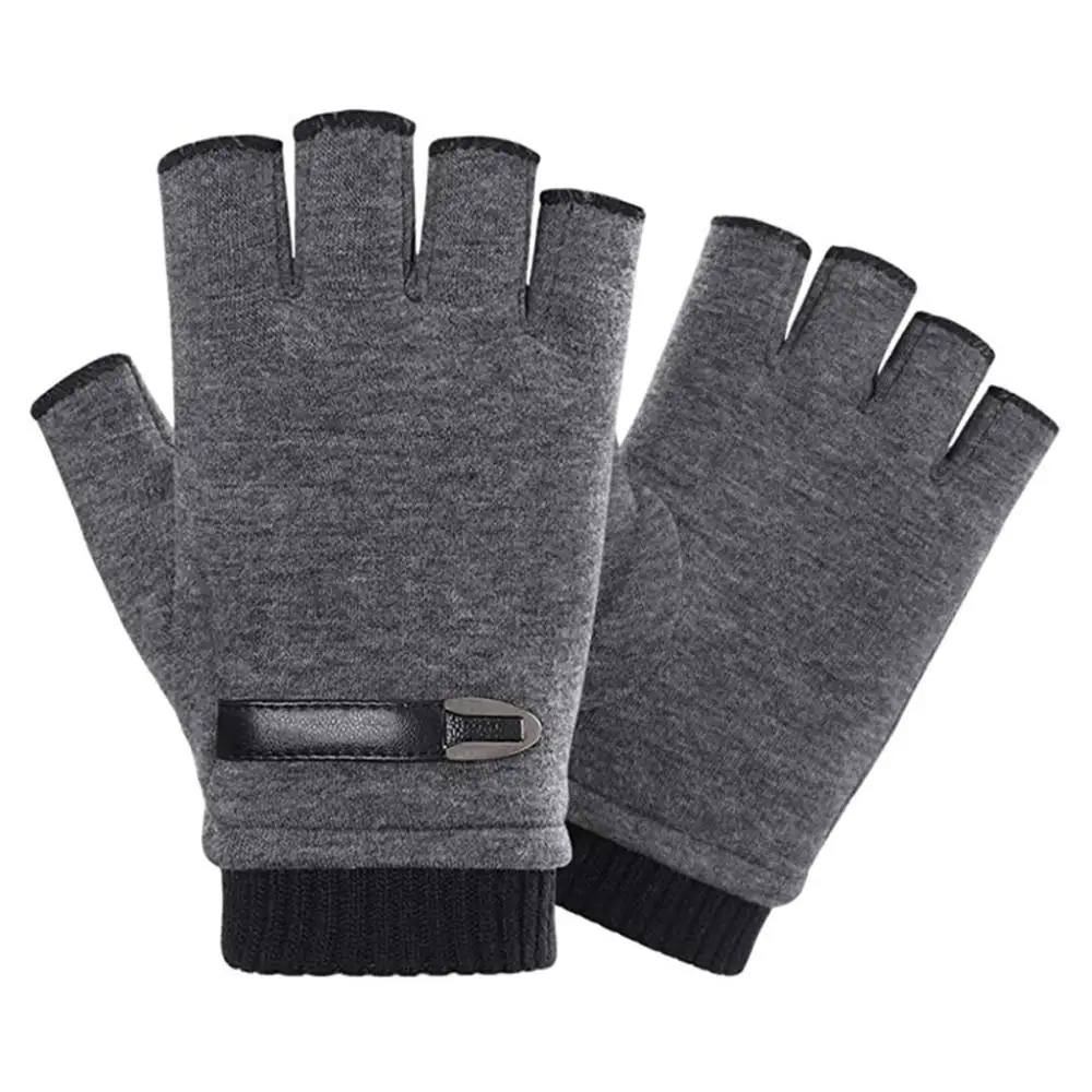 

Winter Velvet Gloves Thicken And Keep Warm Showing Fingers Driving Gloves Men And Women Sports Riding Glove