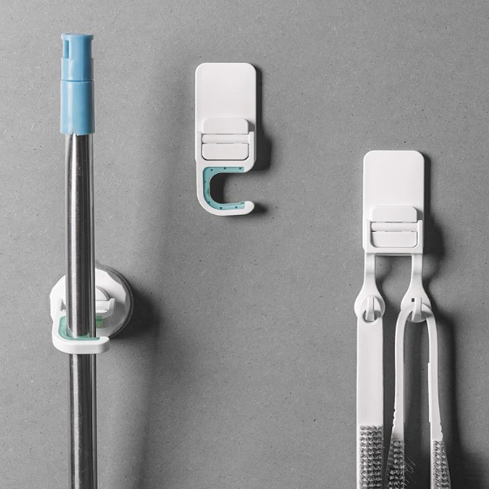 

ADOREHOUSE Mop Broom Holder Single Adhesive Broom Hanger Double Mop Hanger Wall Mounted Mop Organizer Holder Household Tools