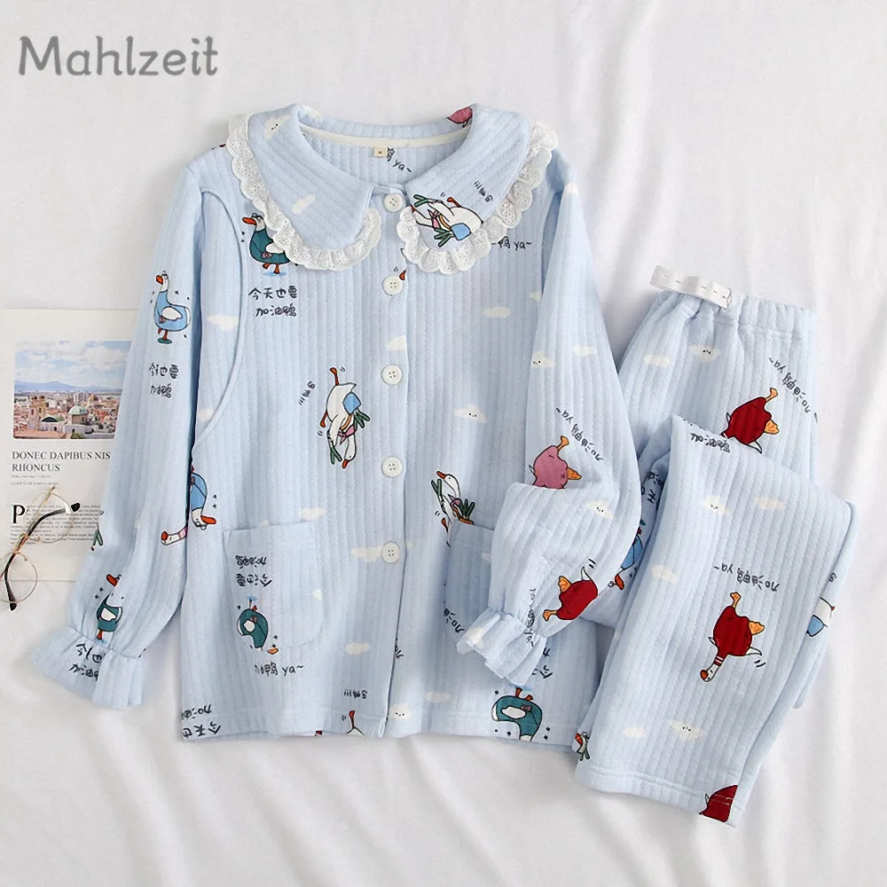 Зимняя Теплая Одежда для беременных кормящих женщин толстая Пижама пижамы из