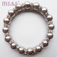 2022 fashion new office career light purple 10mm pearl set auger bracelet 10mm beads rope chain bracelet fine quality
