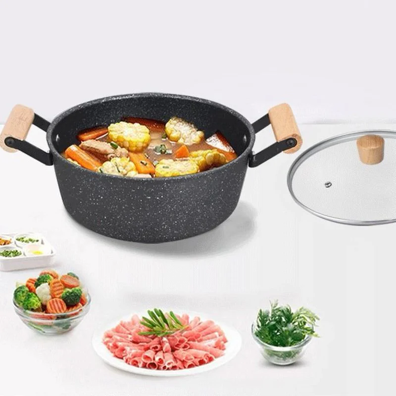 

Maifan Stone Soup Pot Noodle Pot Hot Pot Household Multi-purpose Induction Cooker Gas Universal Non Stick Maifan Stone Cookware