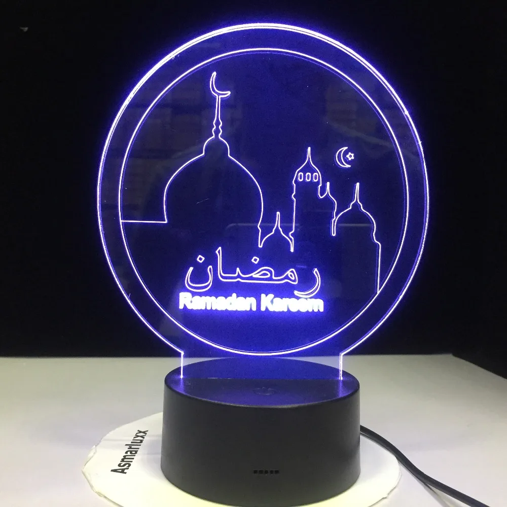 

Ramadan Islam Blessing Mubarak 3D Acrylic LED Night Light Living Room Desk Lamp Bedroom Bedside Table Lamp Holiday Nightlight