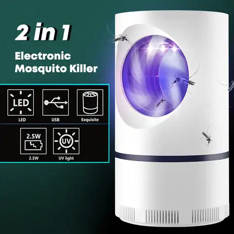 Ультрафиолетовая лампа-ловушка для комаров, ночсветильник с USB, фотокатализатор для защиты от комаров, лампа-ловушка для отпугивания комаро...