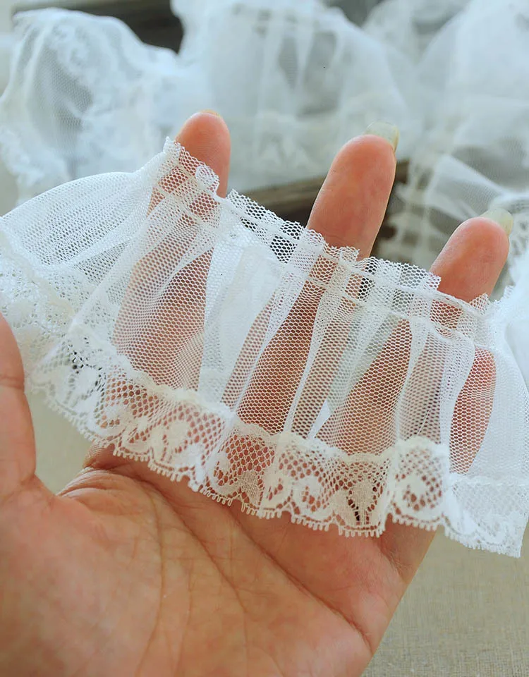 Роскошное белое Тюлевое 3d Плиссированное кружевное платье шириной 6 см вышитая