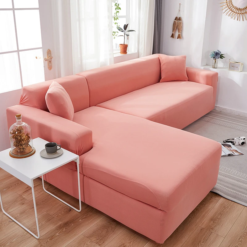 

Plain Corner Sofa Covers for Living Room Elastic Spandex Couch Cover Stretch Slipcovers L Shape Sofa Need Buy 2pcs Sofa Cover