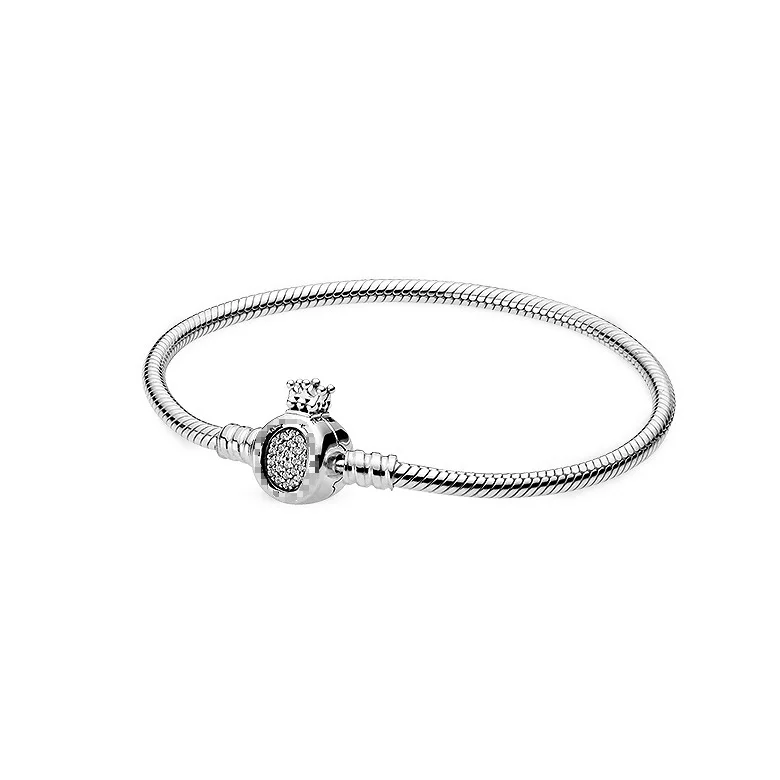 

Original 925 Sterling Silver Basic Bracelet Moments Crown Snake Chain Bracelet Women DIY Bead Charm Bangles Fashion Jewelry Gift
