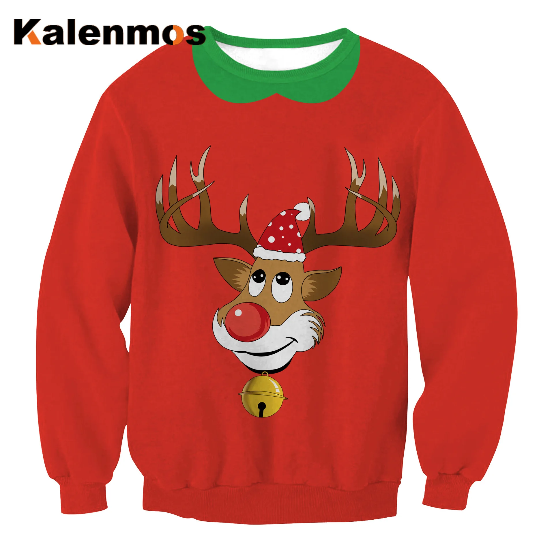 Рождественская Женская толстовка размера плюс рождественские топы с круглым