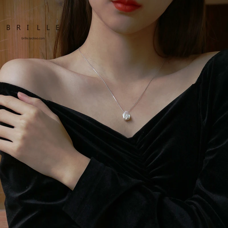 Ожерелье-цепочка с натуральным пресноводным жемчугом украшение из