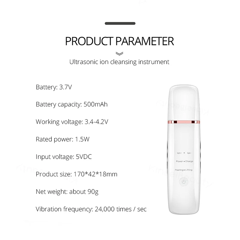 

Ultrasonic Skin Scrubber Ion Face Cleaning Shovel Peeling Facial Lifting Machine Acne Blackhead Removal Red & Blue Light Therapy