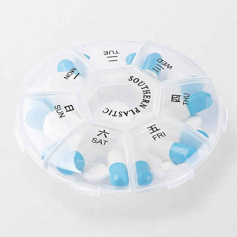 

7 Grids Portable Weekly Pill Storage Box Pill Cases Container Mini 7 Time Jewelry Candy Medicine Organizer Beads Case Display