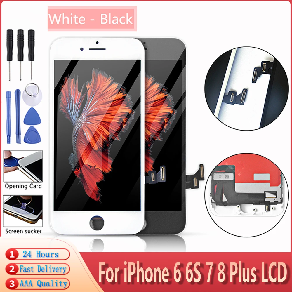 

AAA+++ Quality For iPhone 6 6S 7 8 Plus LCD Display With Test OK Touch Screen Digitizer Replacement Free Tools+Tempered film+TPU