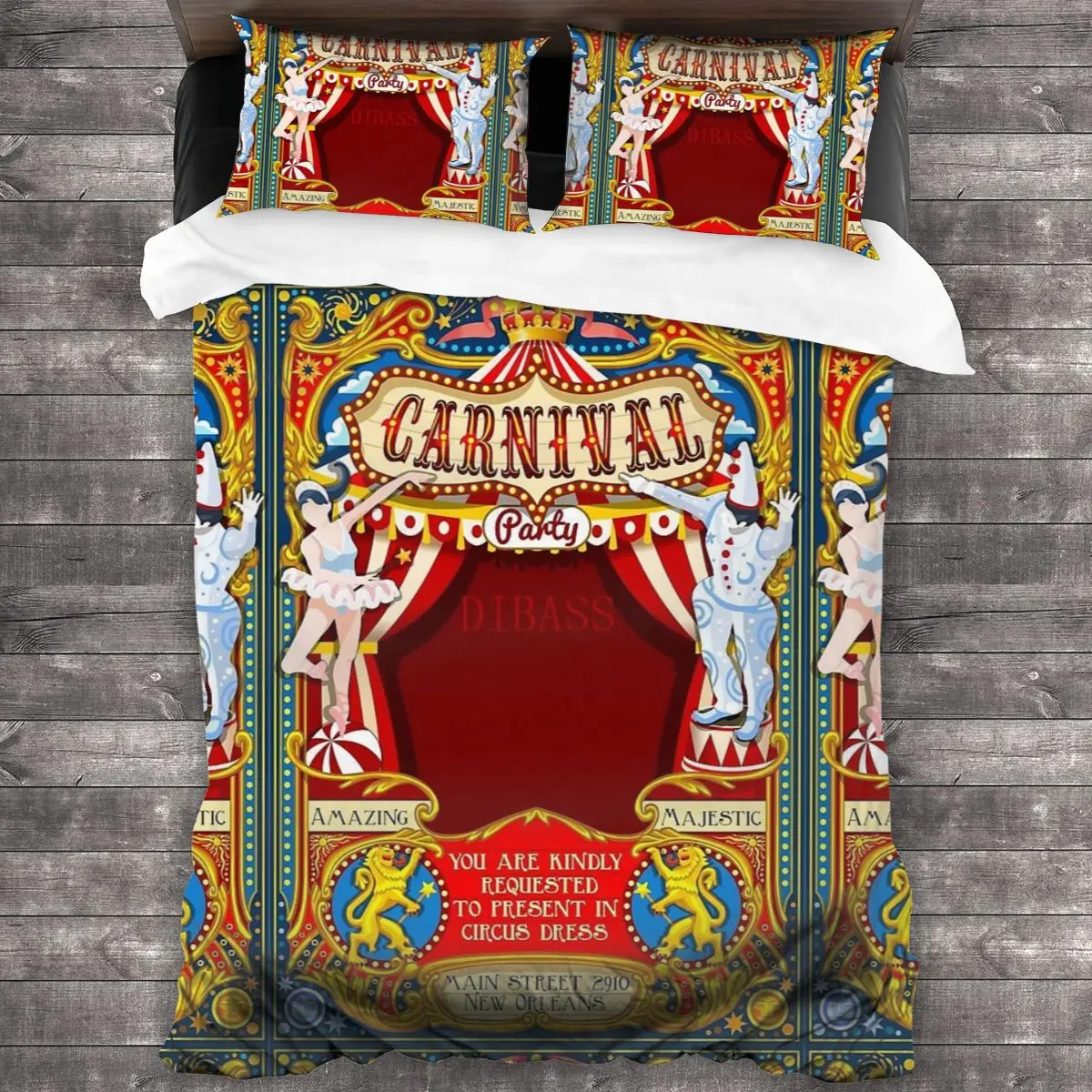 

Circus Carnival Invite Poster 100%Pure Cotton Comforter Set with 2 Pillowcase,Duvet Cover Set, Bedding Sets Bed Set