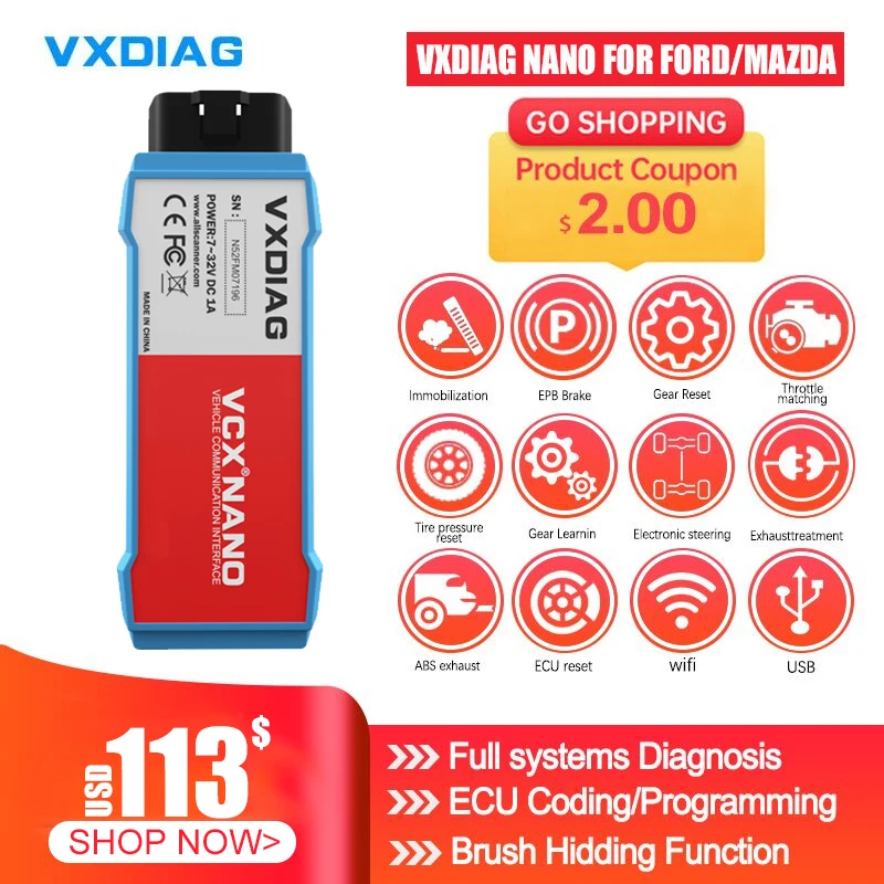 Диагностический сканер VXDIAG VCX NANO инструмент для комплексной диагностики